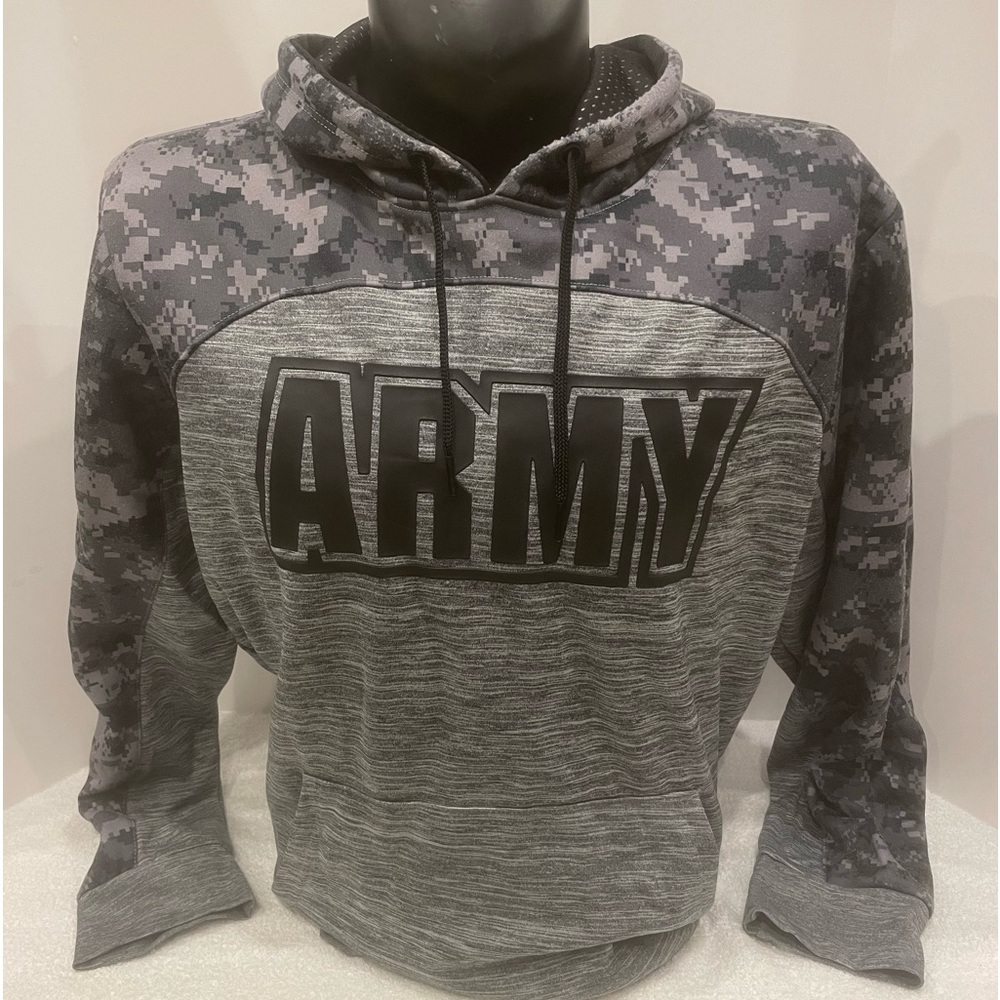 Adult Sz XL US Army Grey Black Camouflage hoodie. 100% Polyester